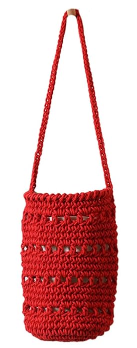 red raffia woven bag