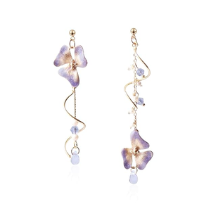 Pink Flower Pearl Sakura Leaf Earrings