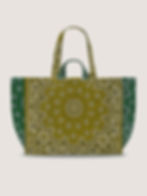 green quilted tote bag