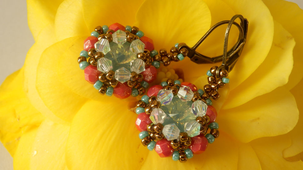 Thumbnail: Red and Turquoise earrings