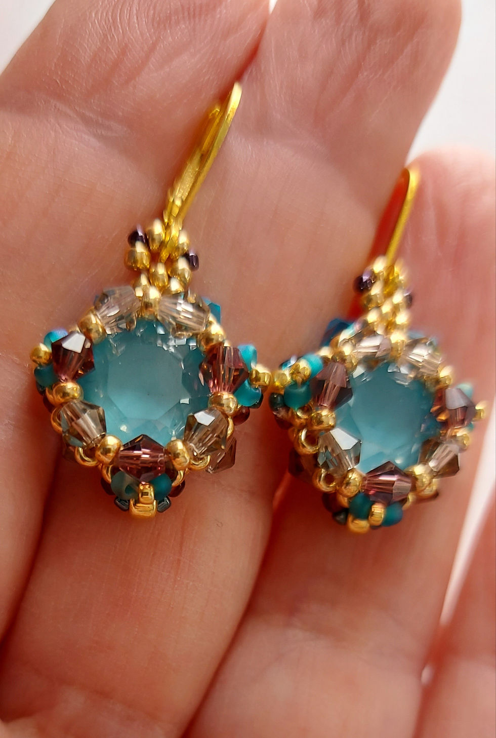 Thumbnail: Light Turquoise Crystal Earrings