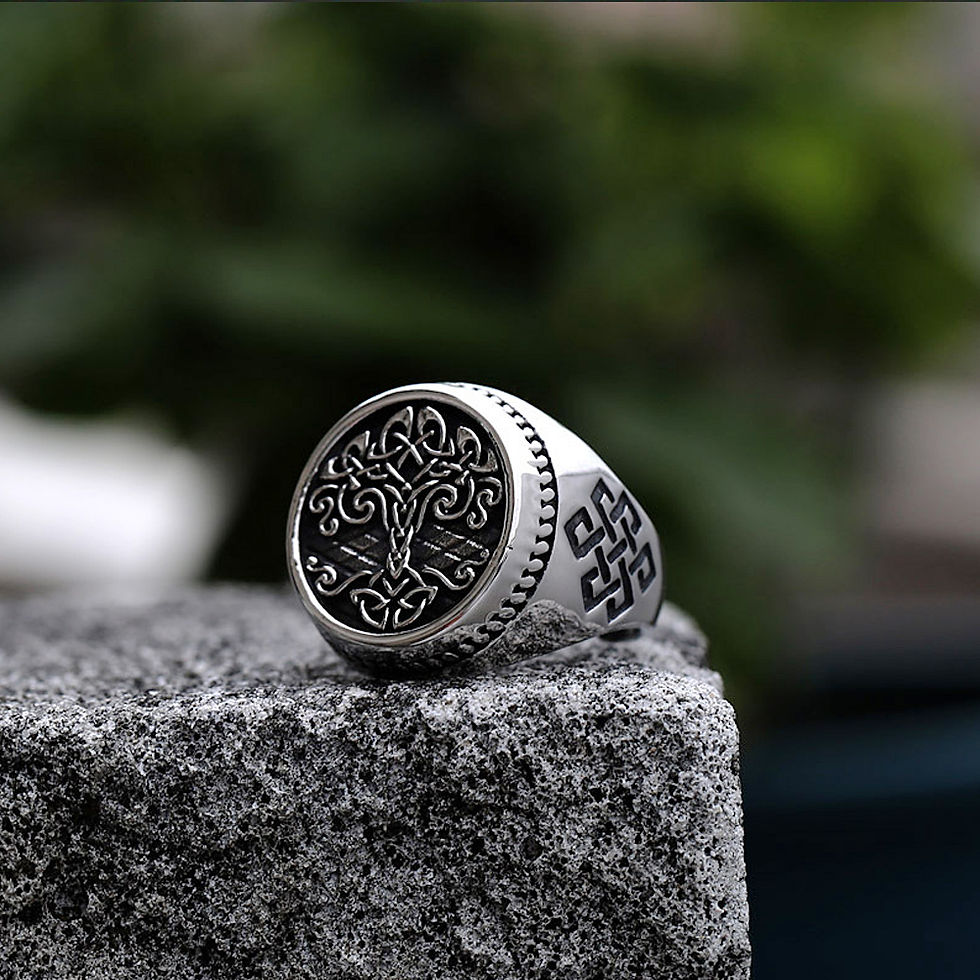 Thumbnail: Vintage Norse Viking Tree Of Life Ring