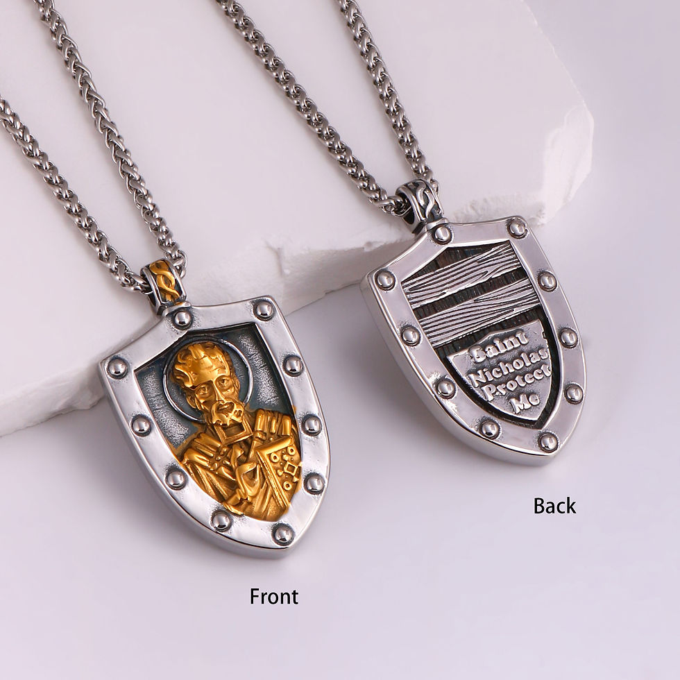 Thumbnail: Medieval Stainless Steel Norse Viking Wolf Necklace