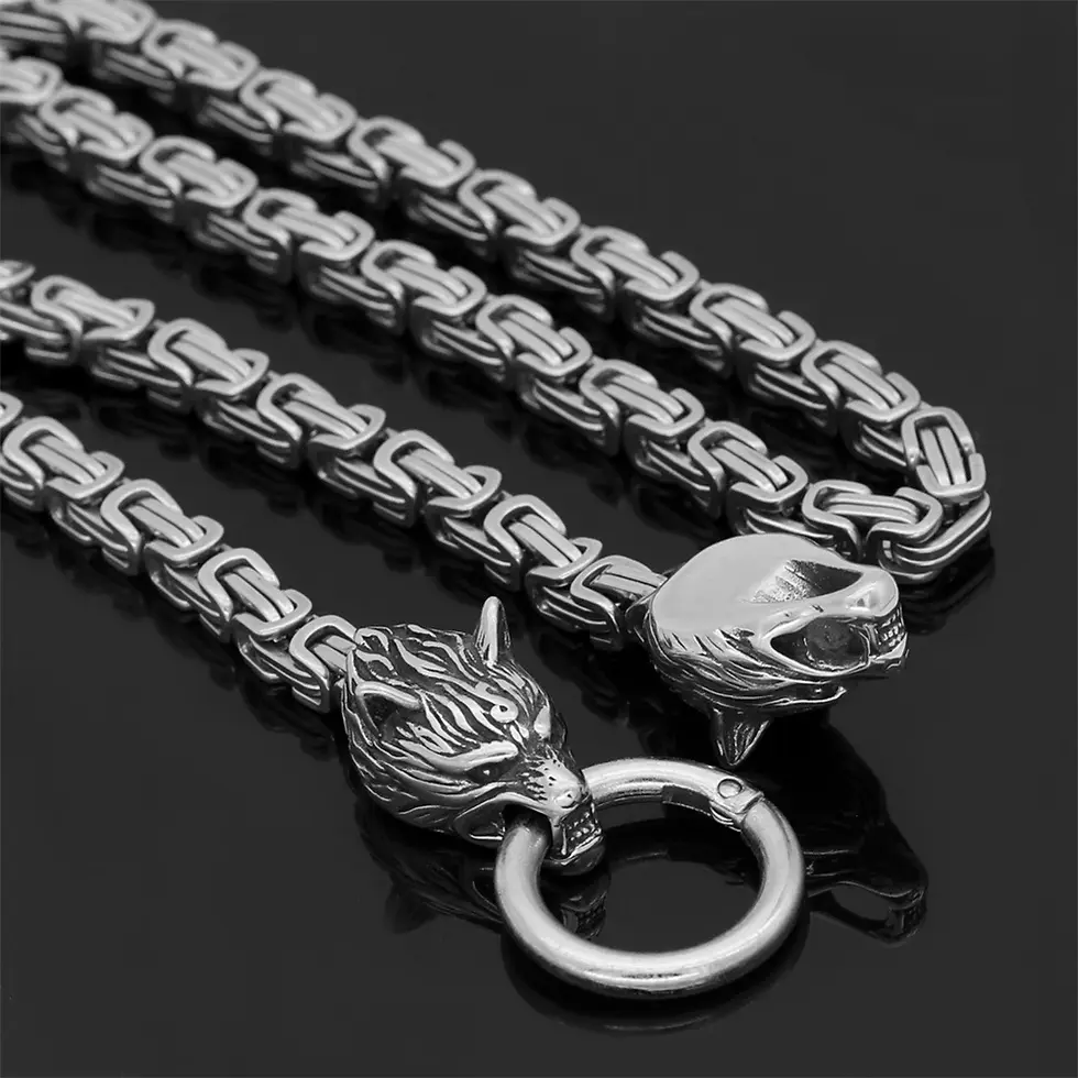 Thumbnail: Nordic Celtic Wolf Men's Necklace Stainless Steel Pendant