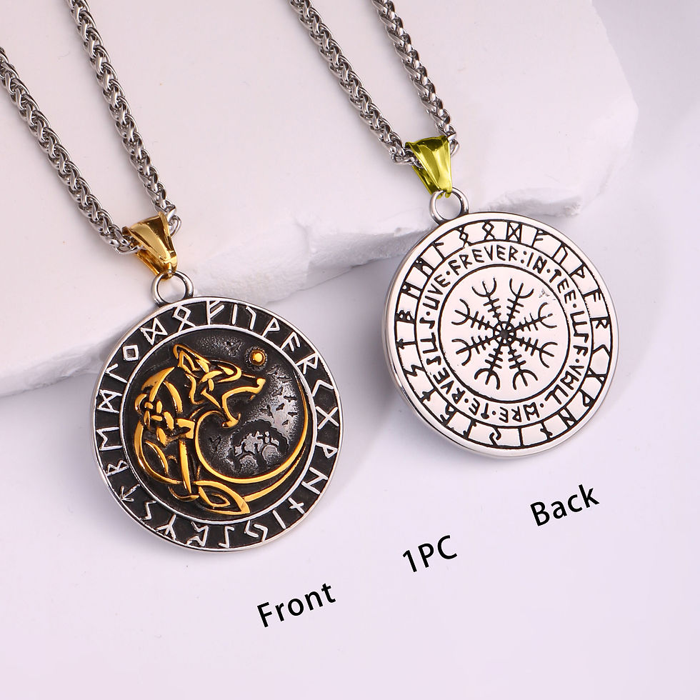 Thumbnail: Medieval Stainless Steel Norse Viking Wolf Necklace