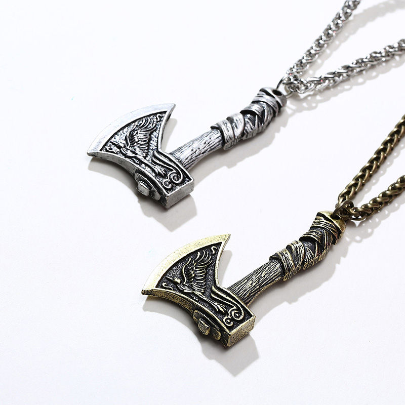 Thumbnail: Vnox Men's Vintage Retro Norse Viking Necklaces, Rock Punk Thor Mjolnir Hammer P