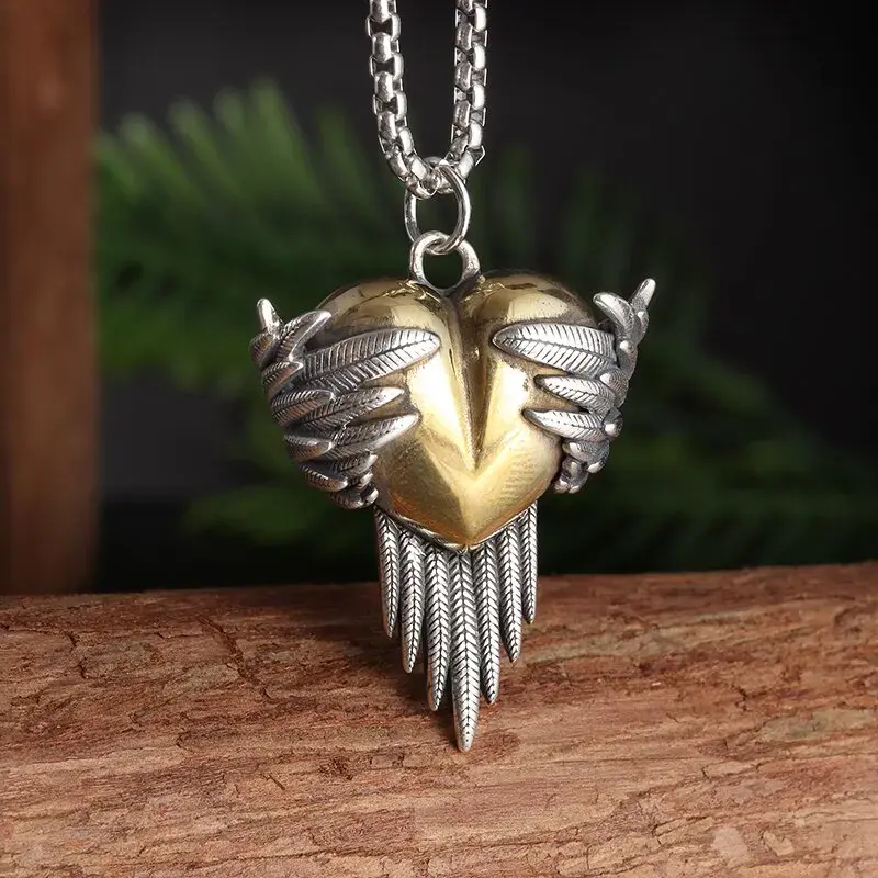 Thumbnail: Retro Gothic Crow Skull Necklace + Motorcycle Punk