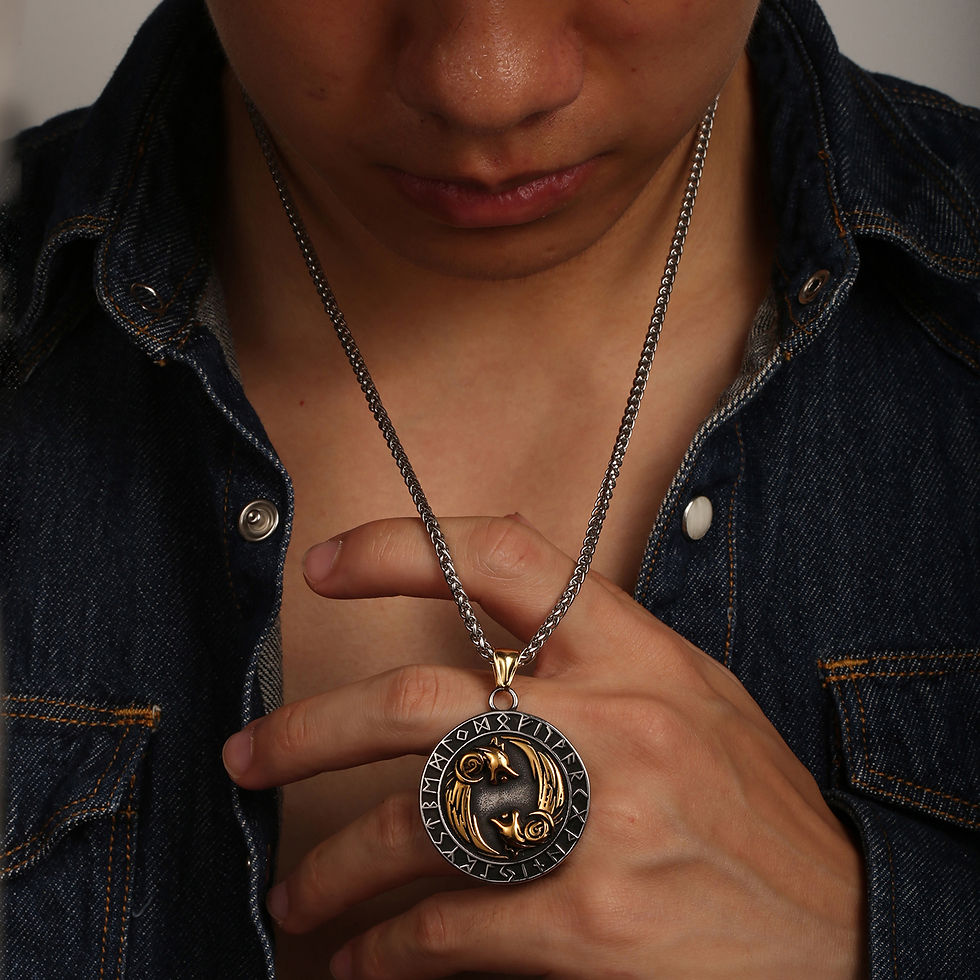 Thumbnail: Medieval Stainless Steel Norse Viking Wolf Necklace
