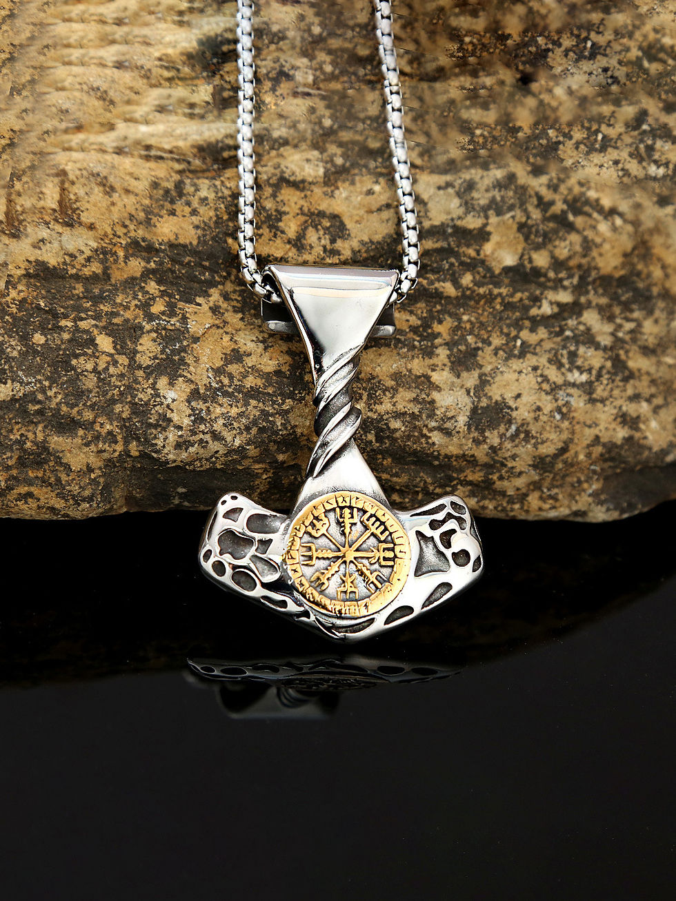 Thumbnail: Medieval Stainless Steel Norse Viking Wolf Necklace