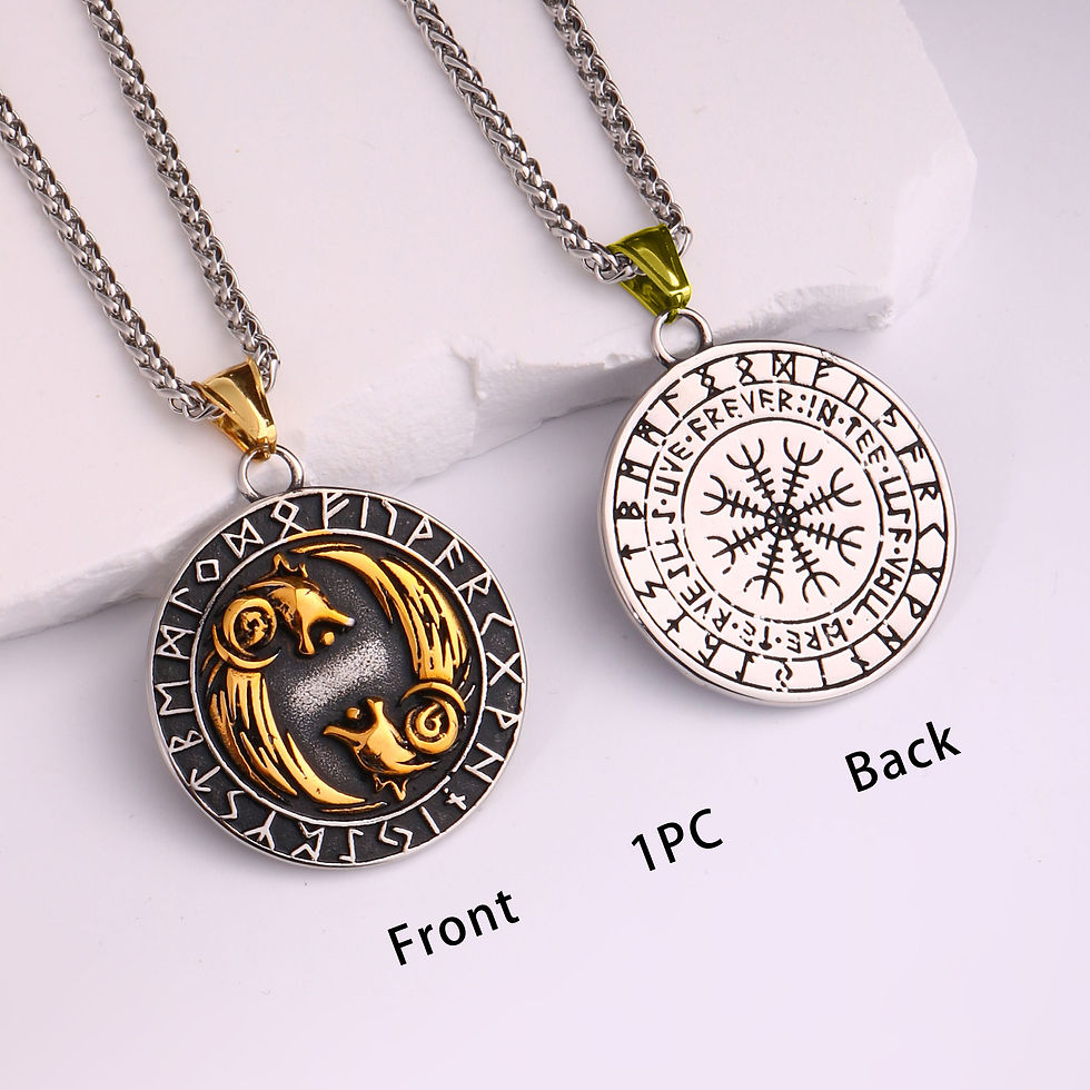 Thumbnail: Medieval Stainless Steel Norse Viking Wolf Necklace