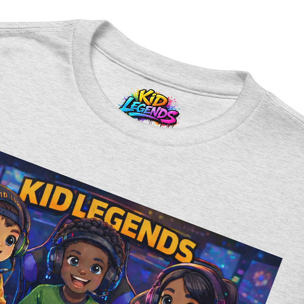 Thumbnail: White t-shirt, 'KID LEGENDS' logo, graphic with diverse kids playing games.