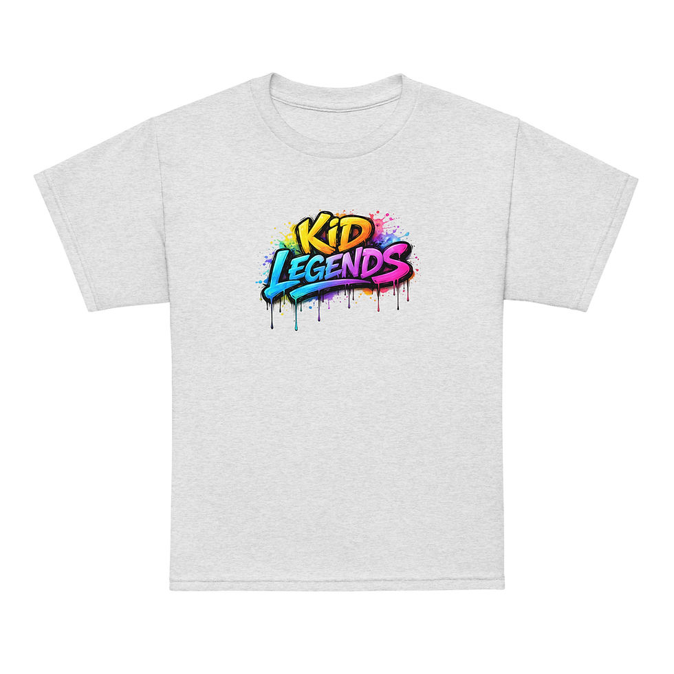 Thumbnail: White t-shirt with vibrant, dripping KID LEGENDS graffiti text design.