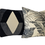 Thumbnail: black, grey and beige geometric designer cushion.  Velvet and linen cushion.  designer home decor