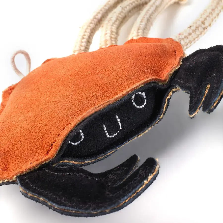 Green & Wild Carlos the Crab Eco Dog Toy with natural jute rope legs