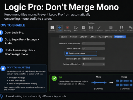 🎵 Logic Pro Don't Merge Mono – Full Beginner Guide for Better Mixing