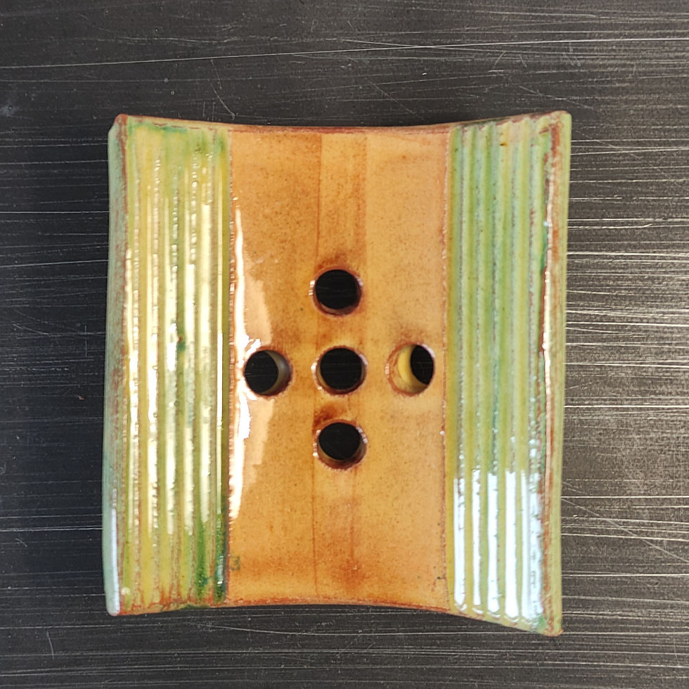 Miniature : Porte-savon en terre vernissée, artisanal