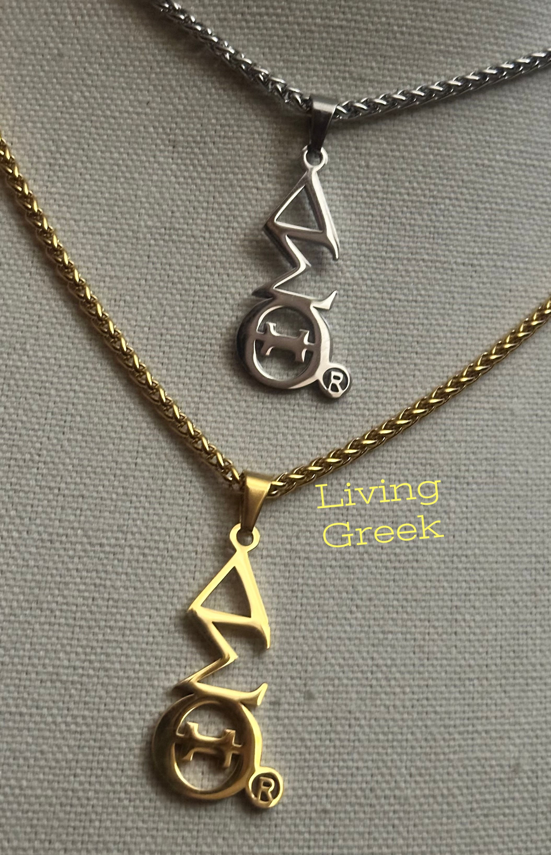 Delta Vertical Stainless Steel Medium Pendant-Necklace 