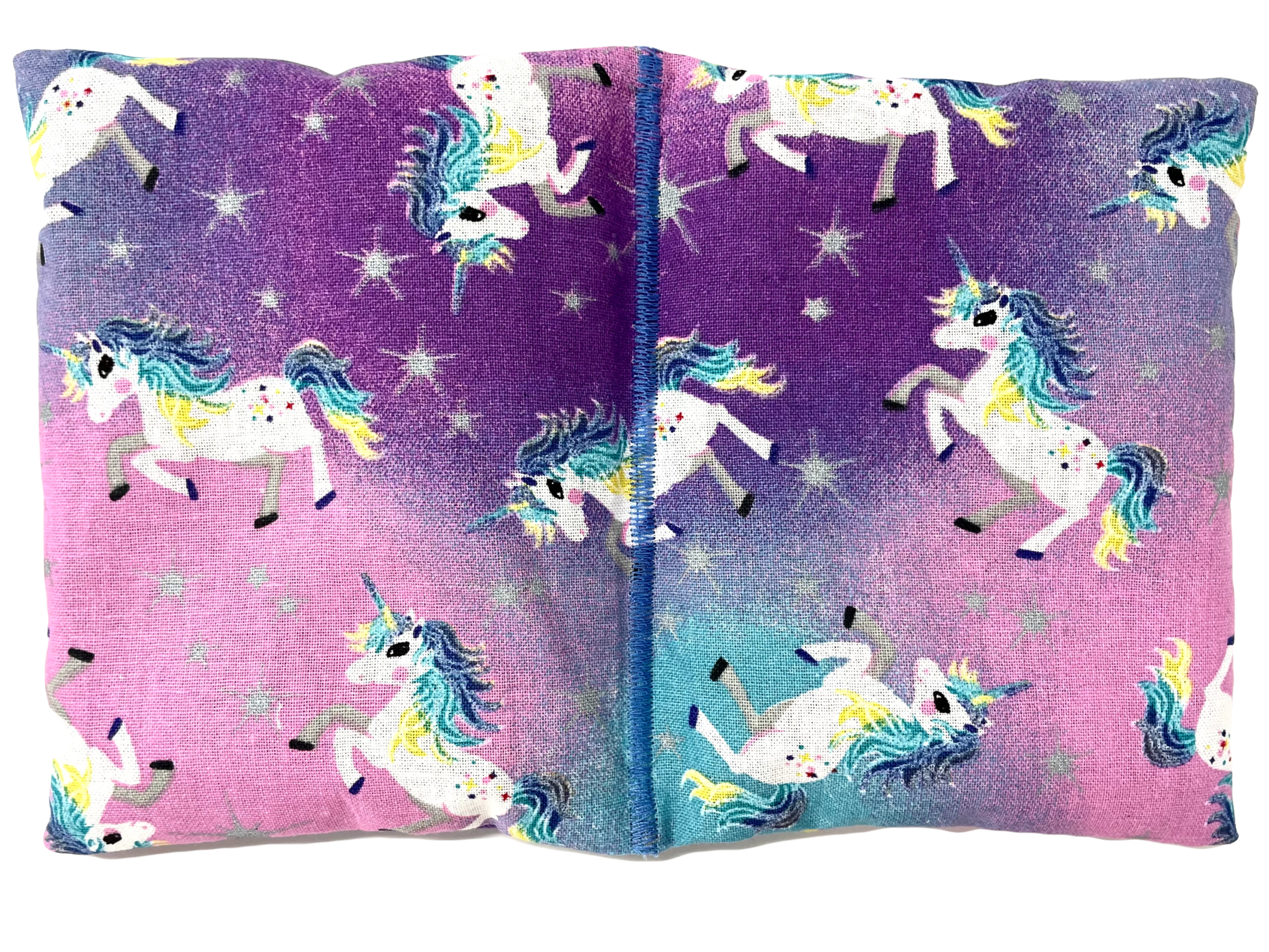 Purple and blue sparkly unicorns fabric