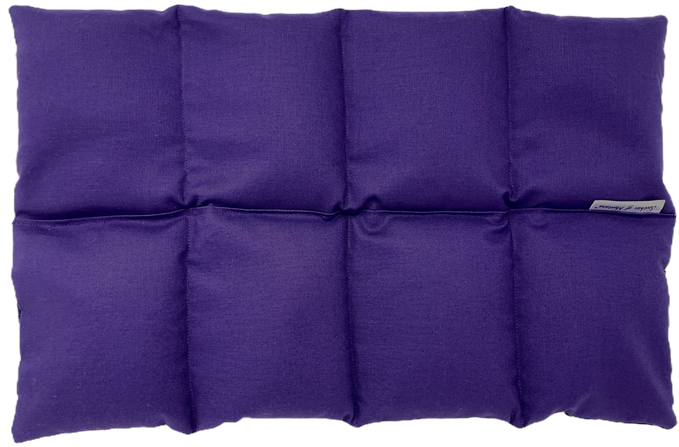 Thumbnail: Purple cotton flat pad, textured and divided into eight rectangular segments.