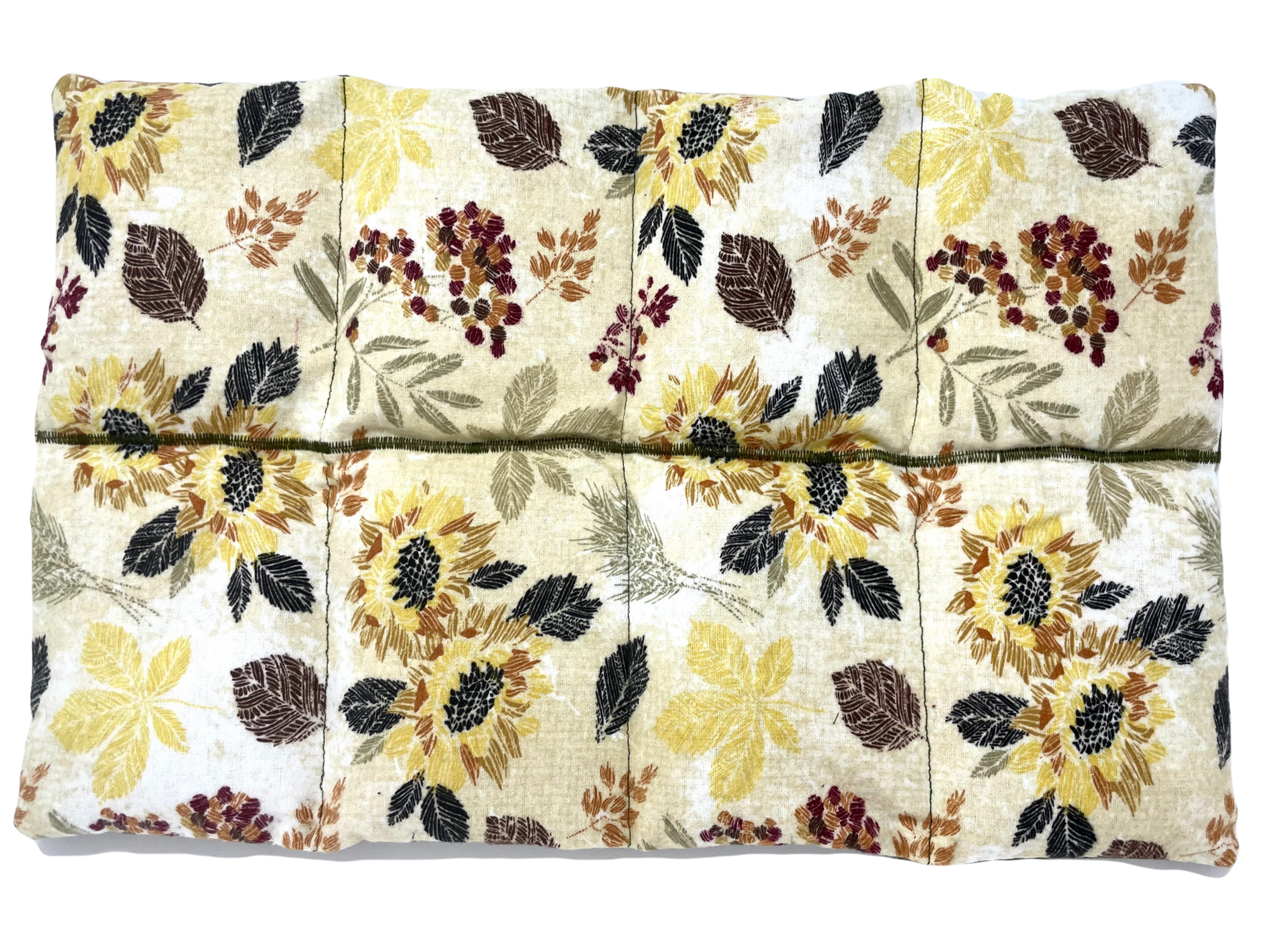 Floral pattern Wheat - Flannel Flat Pad with sunflowers and leaves. Soothies of Montana
