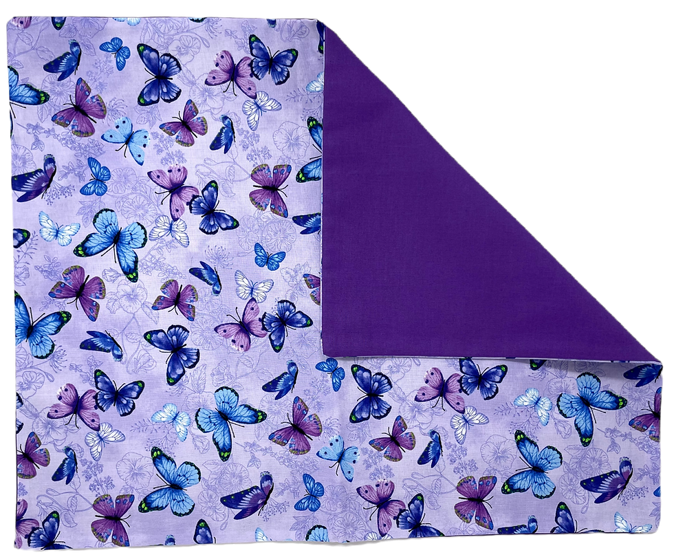 Purple cotton pad with butterfly print