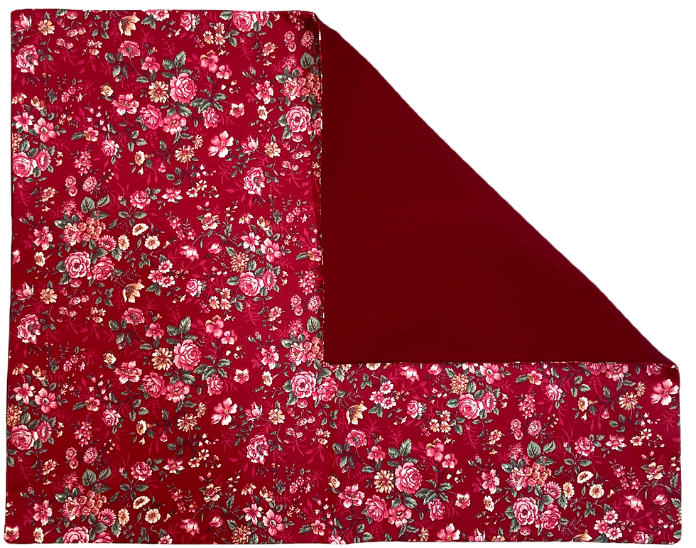 Floral cotton pad, burgundy with roses