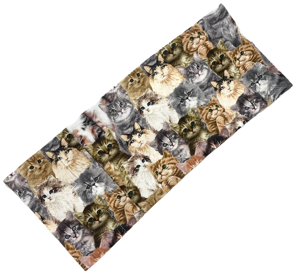 Pattern of cat faces, Gray Cats - Eye pillow AND cotton cover, background of cats