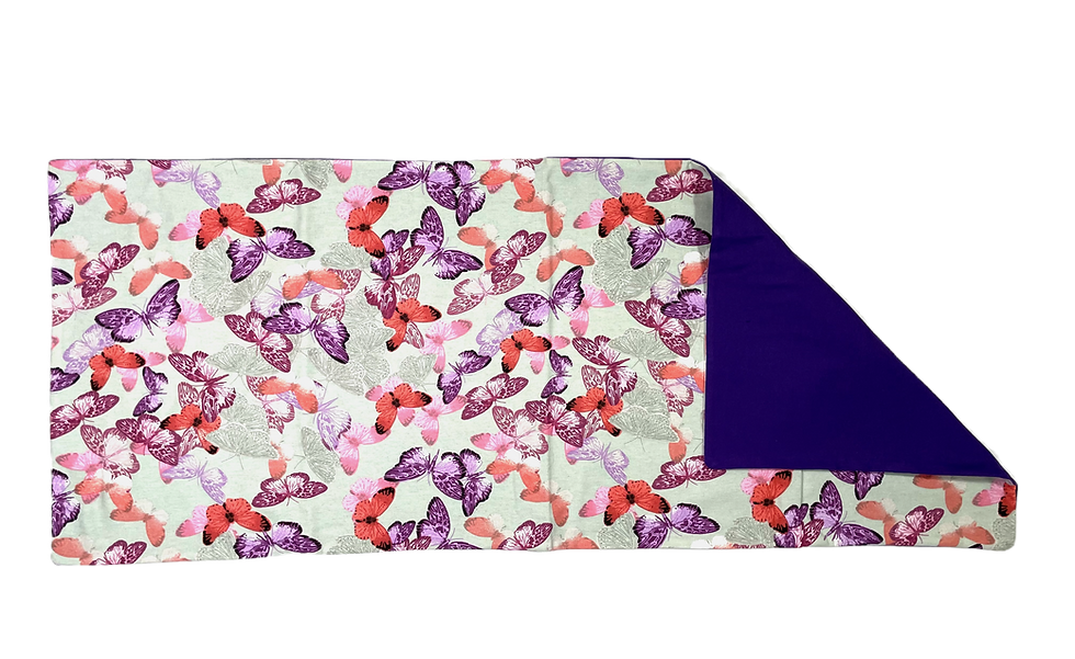 Butterfly-printed cotton pad, purple backing