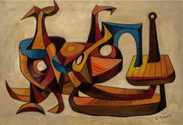Eugenio Fernández Granell 1913-2001 Sin Título. Ci. 1950. Óleo sobre lienzo 49.8 x 69.5 cm. Colección Rizek Acebal