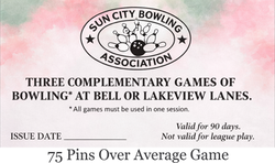 Three Free Games - 75 Pins Over Average Game (For bowlers with 175 and below average)
