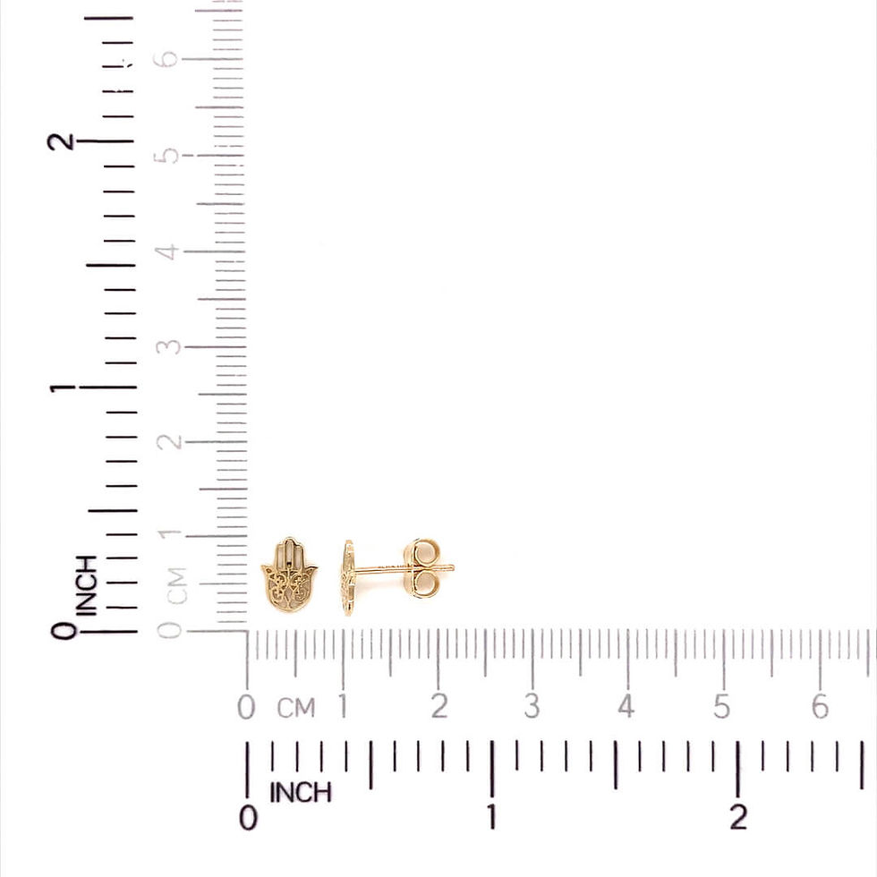 Thumbnail: 14 karat yellow gold holy hand stud earrings