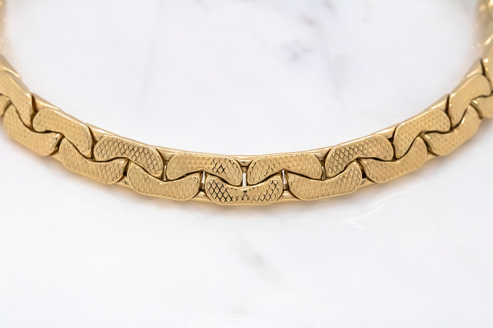 Thumbnail: 14 karat yellow gold hollow textured links bracelet