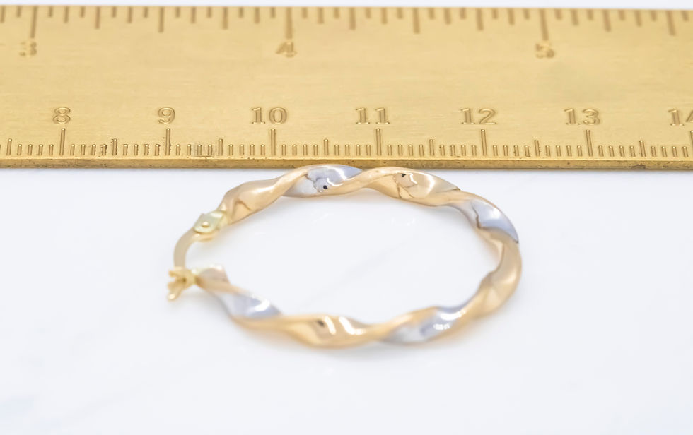 Thumbnail: 14 karat yellow white gold twist hoop earrings