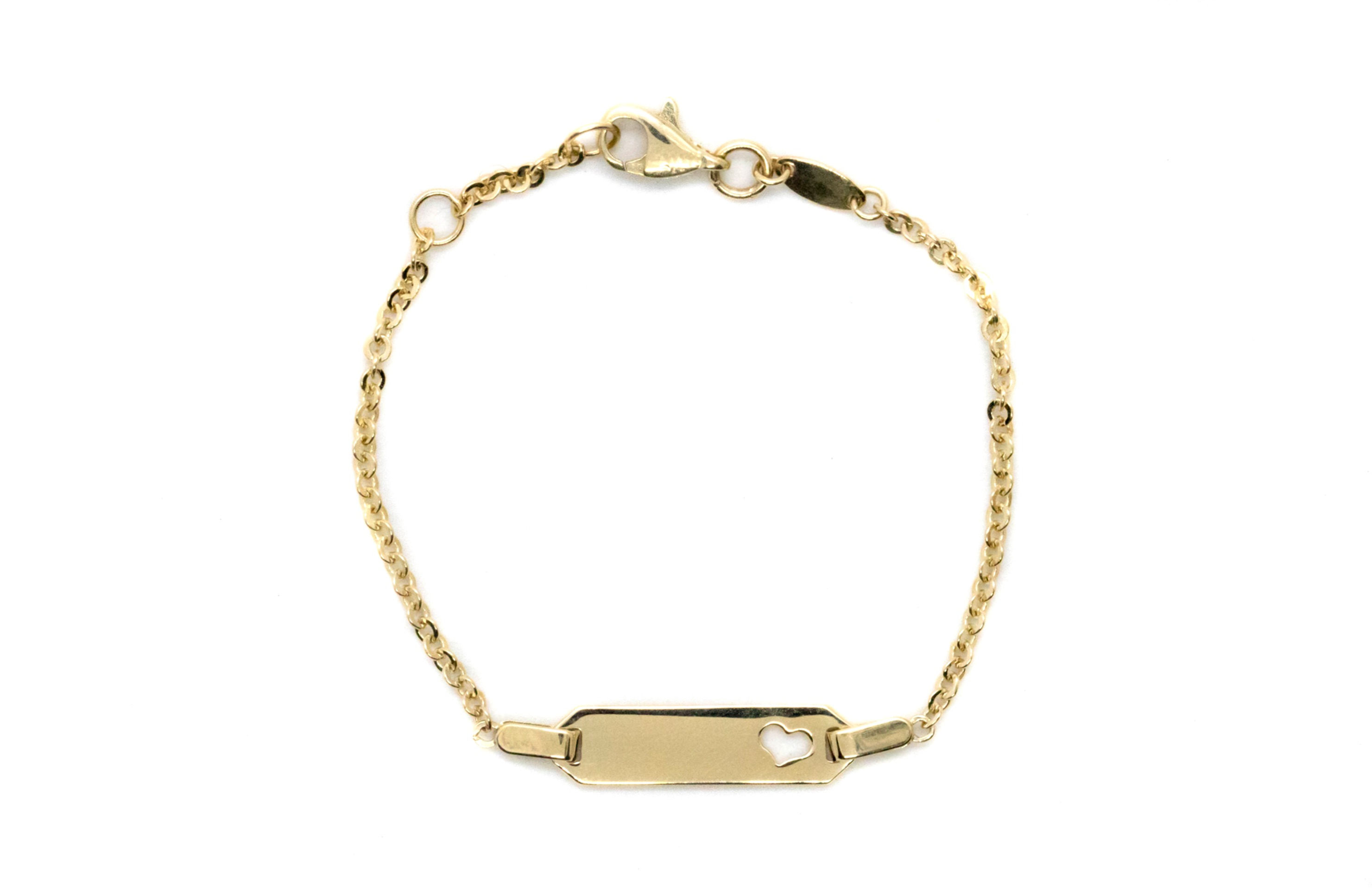 14 karat yellow gold heart baby ID bracelet