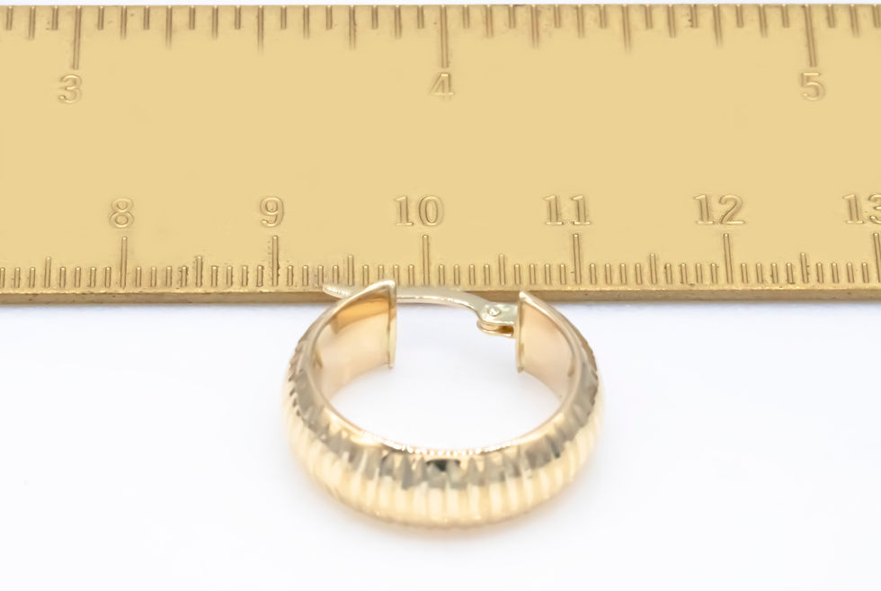 Thumbnail: 14 karat yellow gold sparkly round hoop earrings
