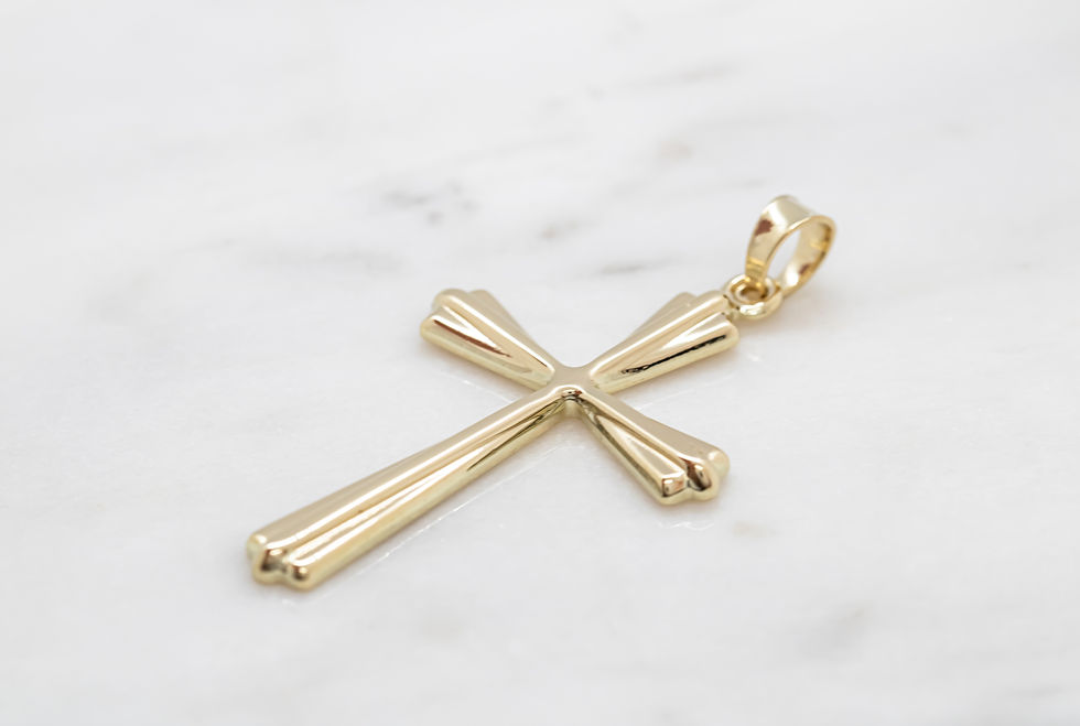 Thumbnail: 14 karat yellow gold small size cross pendant