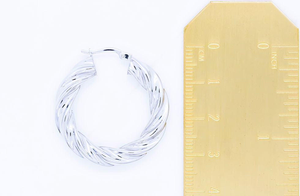 Thumbnail: 14 karat white gold twisted hoop earring