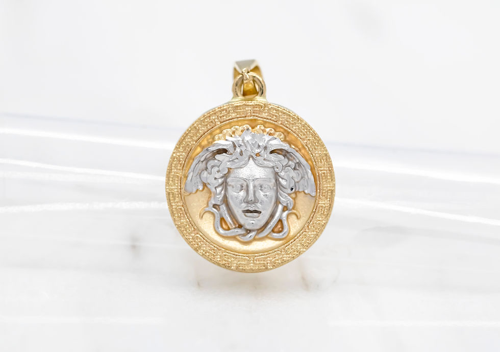 Thumbnail: 14 karat yellow white gold Medusa medallion