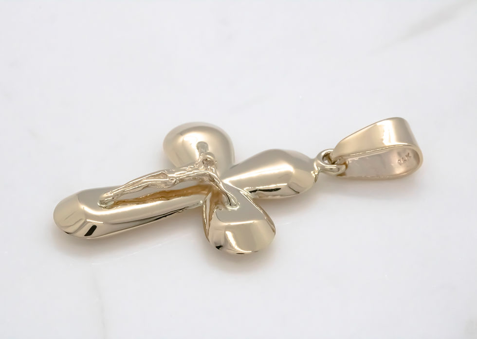 Thumbnail: 14 karat yellow gold cross with Jesus