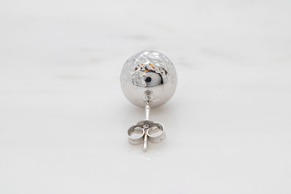 Thumbnail: 14 karat white gold diamond cut ball stud earring