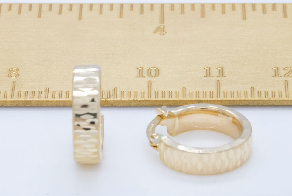 Thumbnail: 14 karat yellow gold diamond cut small hoop earrings