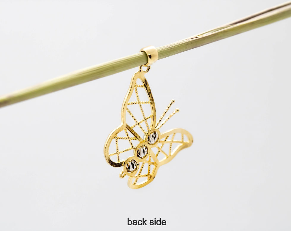 Thumbnail: 14 karat yellow white gold diamond cut butterfly pendant