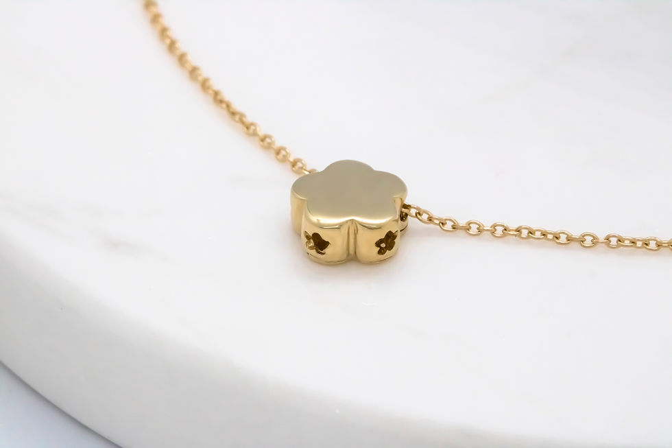 Thumbnail: 14 karat yellow gold floral charm necklace