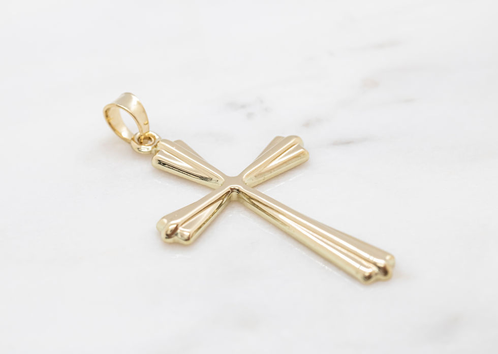 Thumbnail: 14 karat yellow gold small size cross pendant