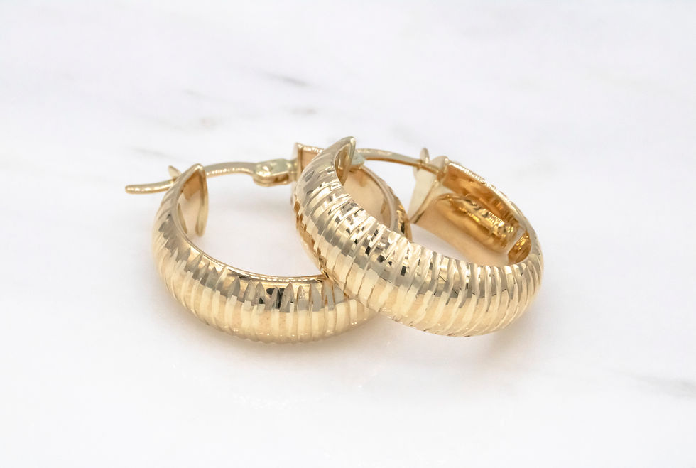14 karat yellow gold sparkly round hoop earrings