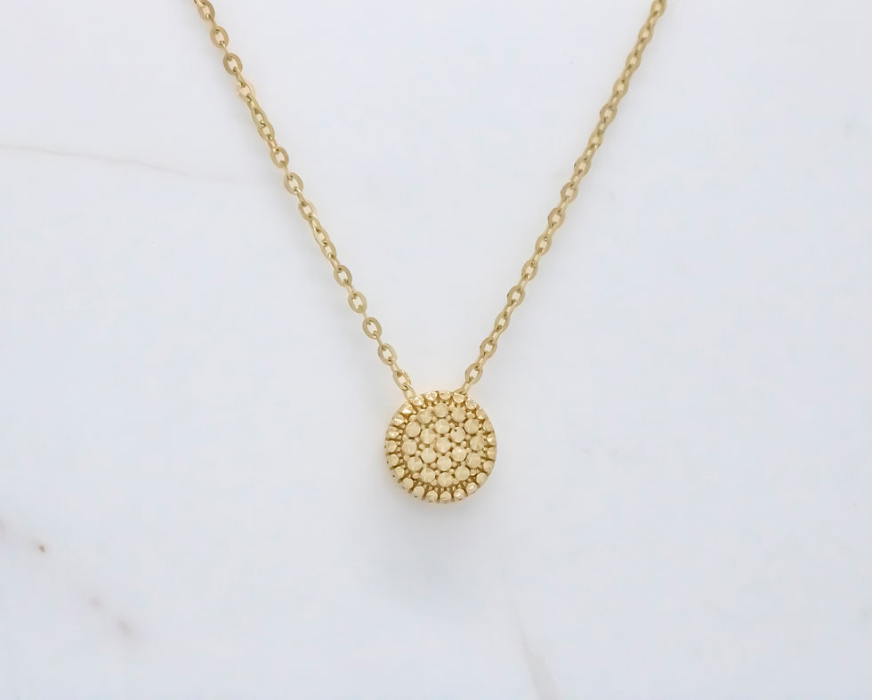 Thumbnail: 14 karat yellow gold diamond cut round charm necklace