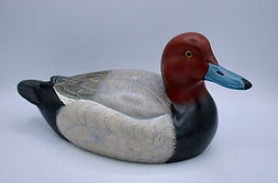 redhead duck decoy carved in pinewood