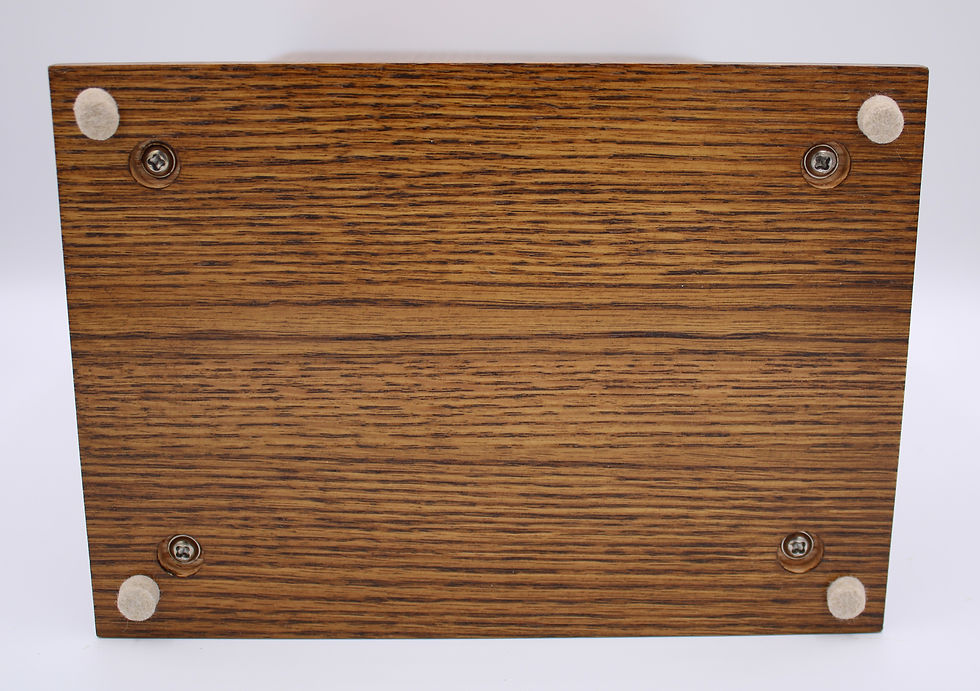 Thumbnail: bottom base of carved cool snoopy cremation urn in oak wood