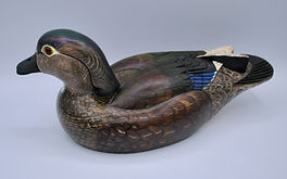 hand carved wood duck hen duck decoy
