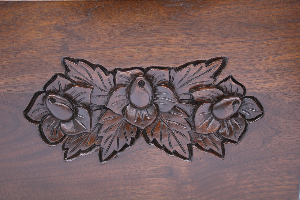 Garden Roses Funeral Urn / walnut top view